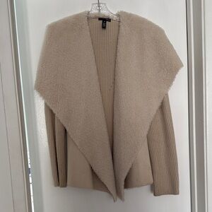 Aqua Cozy Cream Open Front Sweater